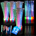 12 Pack Fiber Optic Wand, Glow in The Dark Party Supplies for Kids Glow Sticks Bulk Party Pack, Light Up Wand for July 4th, Wedding, Halloween, Birthday, New Year, Boys and Girls
