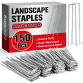 150 Pack 6 Inch Landscape Staples, Heavy Duty Anti-Rust Garden Stakes, 11 Gauge Galvanized SOD Landscaping Fabric Pins Garden Staples for Weed Barrier Fabric, Irrigation Tubing, Lawn and Fence