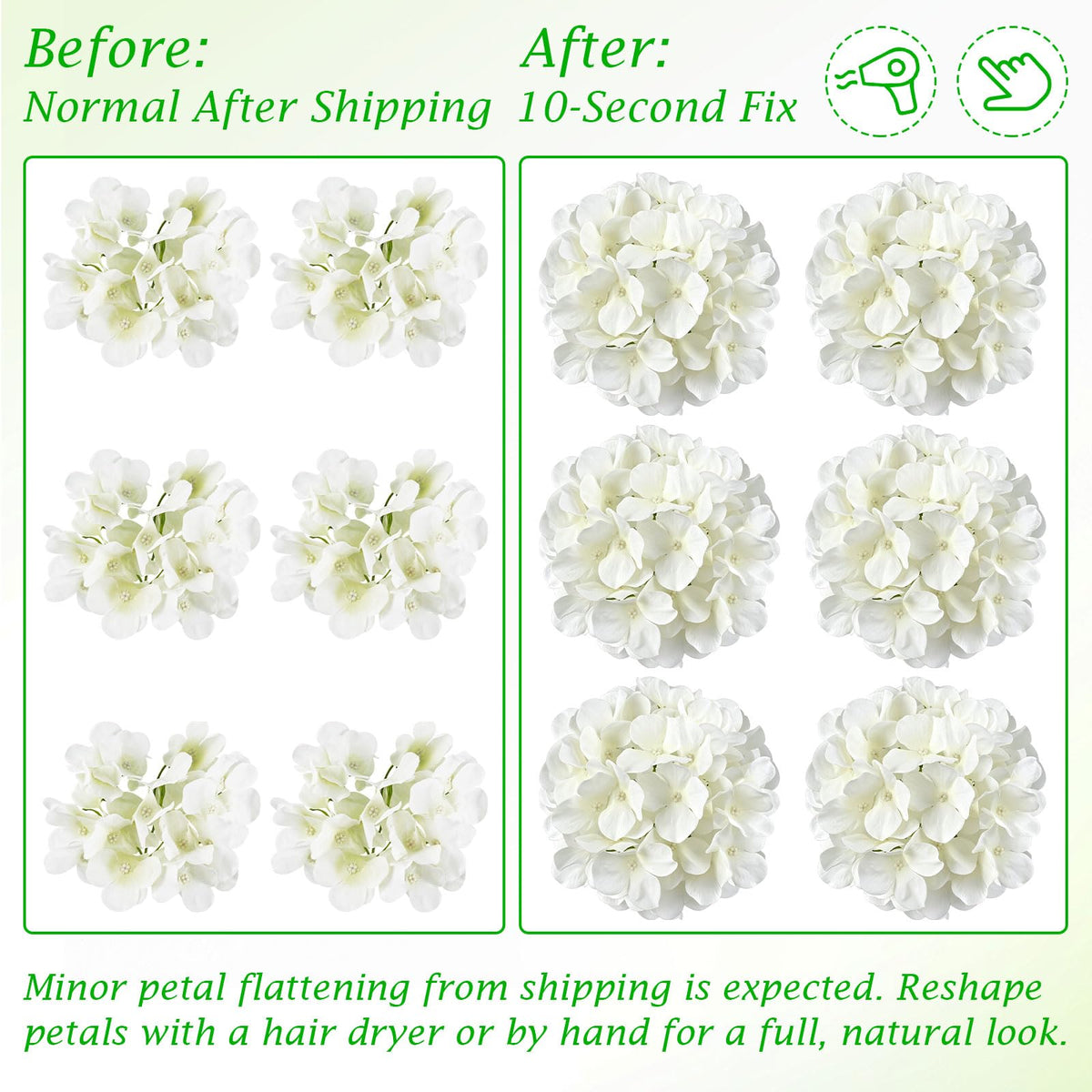 120PCS White Hydrangea Artificial Flowers, Faux Hydrangeas Fake Flowers