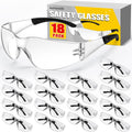 18 Pack Clear Safety Glasses, ANSI Z87.1 Scratch Resistant Safety Glasses Bulk for Men Women, Clear Impact Resistant Eye Protection Glasses for Work, Lab, Construction, Lightweight