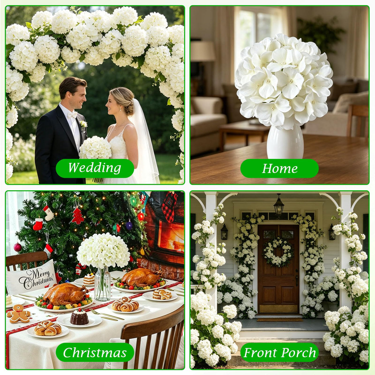 120PCS White Hydrangea Artificial Flowers, Faux Hydrangeas Fake Flowers