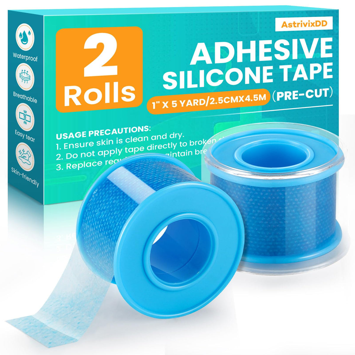 2 Rolls Soft Silicone Tape, 1" x 5 Yards