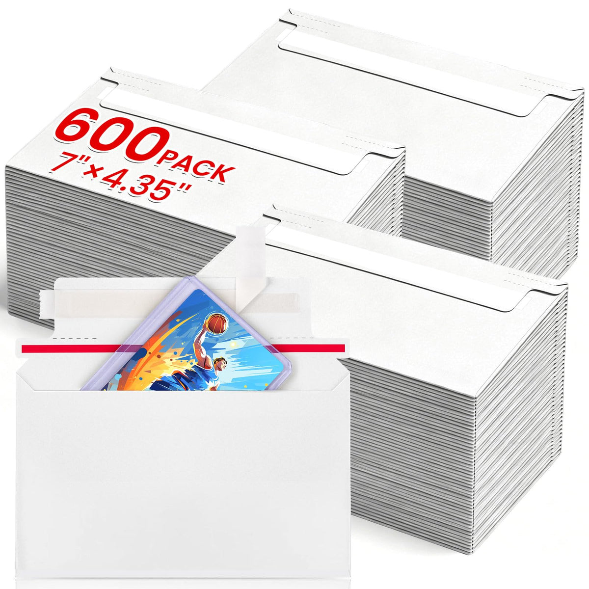 600 Pack Rigid Mailers, 7"x4.35" Premium Trading Card Shipping Envelopes | Heavy-Duty Perfect Size Shipping Envelopes for Collectors,Sellers,Toploaders，Semi-Rigid Holders, and Protector Supplies