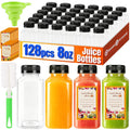 128 Pack 8 oz Reusable Plastic Juice Bottles,Clear Juice Bottles with Caps | Leak Proof Portable Juice Bottles with Caps for Homemade Juice, Tea, Coffee and Daily Travel Storage