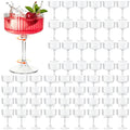 100 Pcs Plastic Martini Glasses Disposable,10oz Ribbed Martini Glasses | Unbreakable, Vintage Coupe Cocktail Glasses Set with Detachable Stem for Wedding Birthday Party Bar Supplies, Clear