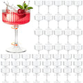 48 Pcs Plastic Martini Glasses Disposable,10oz Ribbed Martini Glasses | Unbreakable, Vintage Coupe Cocktail Glasses Set with Detachable Stem for Wedding Birthday Party Bar Supplies, Clear