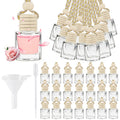 60 Pcs Car Diffuser Bottle Set,Empty Glass Car Air Freshener Bottle Bulk | Hanging Essential Oil Fragrance Pendants with Wooden Caps for Car Decor,Dropper and Funnel, Can DIY Air Freshners Diffuser