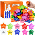 200 Pack Star Stress Balls Bulk, Foam Fidget Toys with Motivational Quotes | Anxiety and Anger Relief Mini Squeeze Toys for Adults, Kids, Work, School and Party Favors, Multi-Color