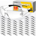 50 Pack Clear Safety Glasses for Men Women,Scratch & Impact Resistant | Safety Glasses Bulk,Clear Eye Protection Glasses with Wrap-Around Lenses for Work, Lab, Construction, Lightweight