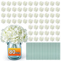 80PCS White Hydrangea Artificial Flowers, Faux Hydrangeas Fake Flowers | Bulk Fake Flower Heads with Stems, Easy to Assemble, Artificial Flowers for Wedding, Centerpieces, Home, Party(No Vase)