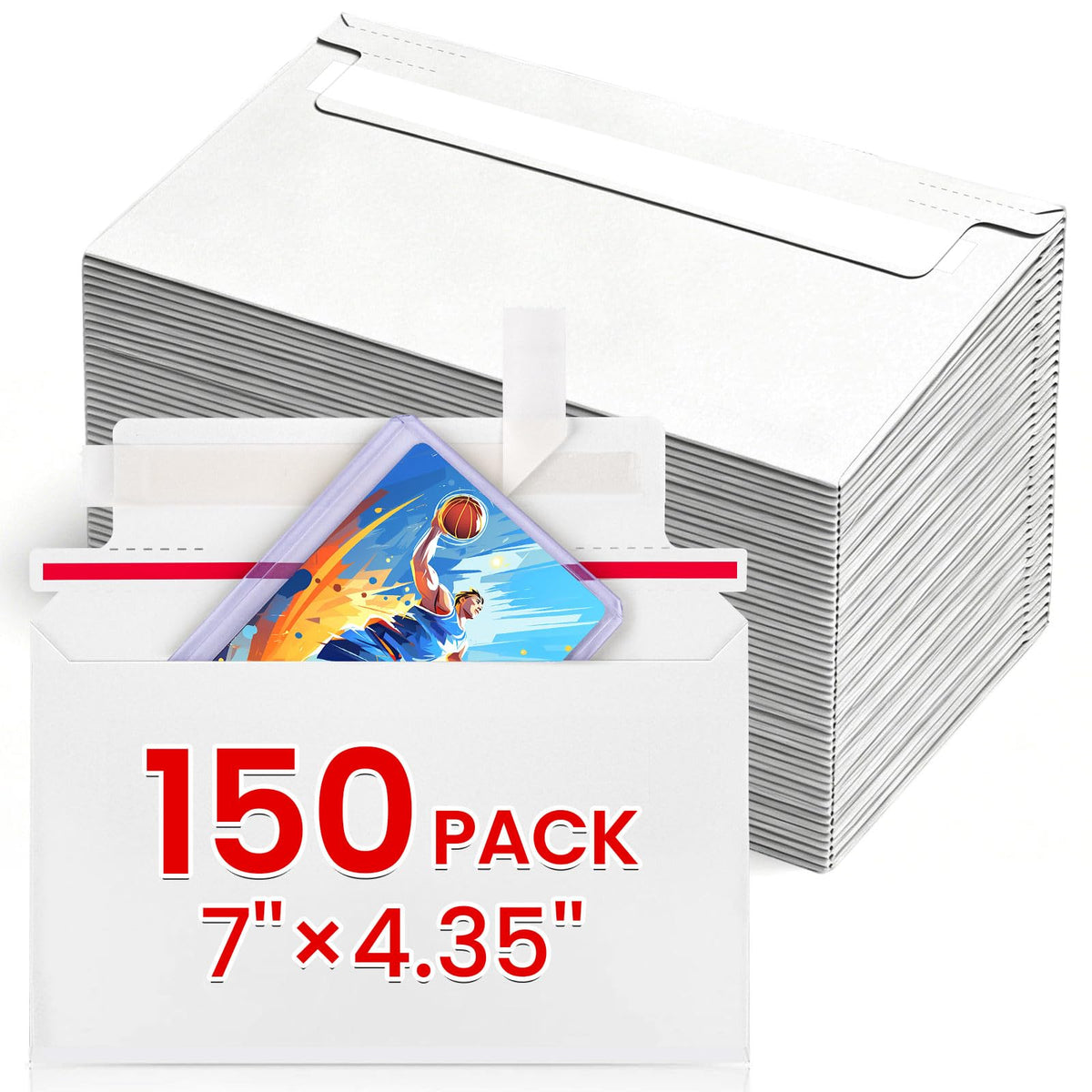 150 Pack Rigid Mailers, 7"x4.35" Premium Trading Card Shipping Envelopes | Heavy-Duty Perfect Size Shipping Envelopes for Collectors,Sellers,Toploaders，Semi-Rigid Holders, and Protector Supplies