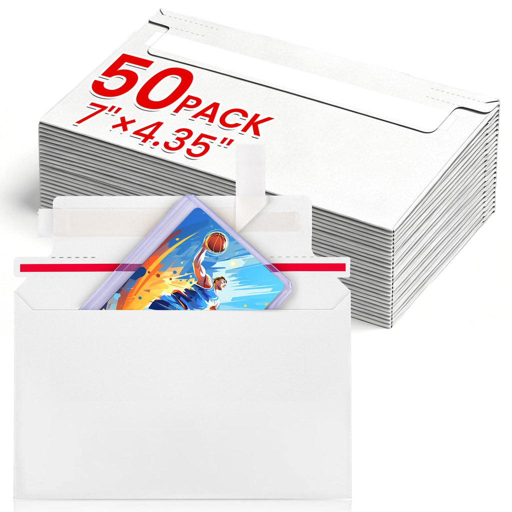 50 Pack Rigid Mailers, 7"x4.35" Premium Trading Card Shipping Envelopes | Heavy-Duty Perfect Size Shipping Envelopes for Collectors,Sellers,Toploaders，Semi-Rigid Holders, and Protector Supplies