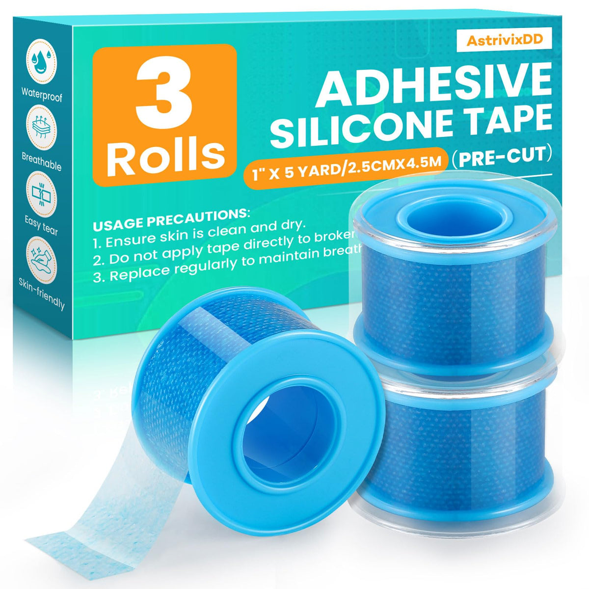 3 Rolls Soft Silicone Tape,1" x 5 Yards