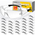 30 Pack Clear Safety Glasses for Men Women,Scratch & Impact Resistant | Safety Glasses Bulk,Clear Eye Protection Glasses with Wrap-Around Lenses for Work, Lab, Construction, Lightweight