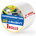 1 Rolls Vapor Barrier Tape,4" x 180 ft,Waterproof Seam Tape for Insulation | White Moisture Barrier Tape for Crawl Spaces, Polyethylene Tape for Underlayment, Plastic Liners