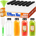 128 Pack 16 oz Reusable Plastic Juice Bottles,Clear Juice Bottles with Caps | Leak Proof Portable Juice Bottles with Caps for Homemade Juice, Tea, Coffee and Daily Travel Storage