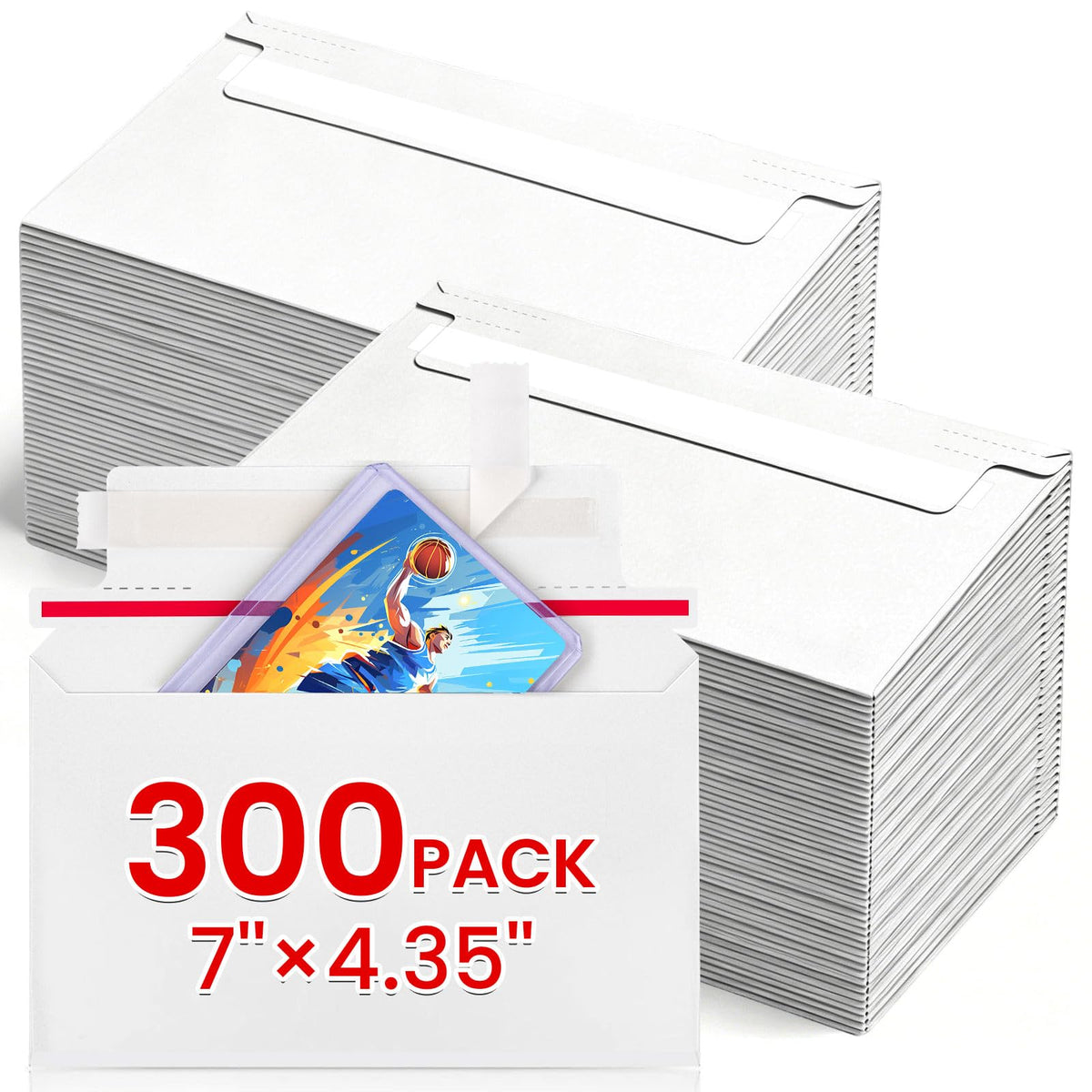 300 Pack Rigid Mailers, 7"x4.35" Premium Trading Card Shipping Envelopes | Heavy-Duty Perfect Size Shipping Envelopes for Collectors,Sellers,Toploaders，Semi-Rigid Holders, and Protector Supplies