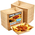 300 Pack 2LB Paper Food Trays, Heavy-Duty Disposable Kraft Paper Food Boats, Serving Basket Tray for Fries Nachos Snacks Hot Dog Taco Popcorn,Food Holder Trays for BBQ Party Picnic Wedding
