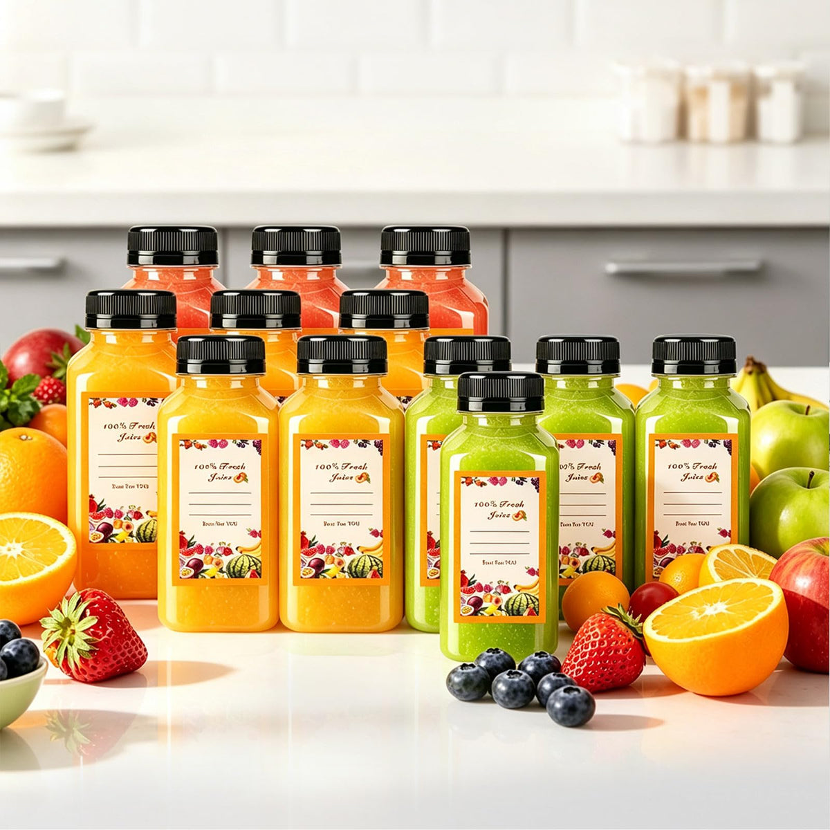 128 Pack 8 oz Reusable Plastic Juice Bottles,Clear Juice Bottles with Caps | Leak Proof Portable Juice Bottles with Caps for Homemade Juice, Tea, Coffee and Daily Travel Storage