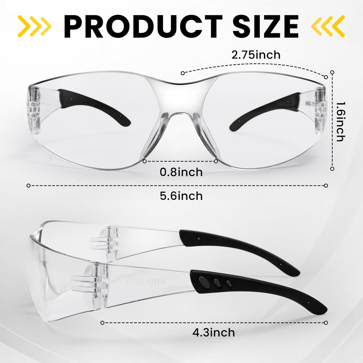 100 Pack Clear Safety Glasses for Men Women,Scratch & Impact Resistant | Safety Glasses Bulk,Clear Eye Protection Glasses with Wrap-Around Lenses for Work, Lab, Construction, Lightweight