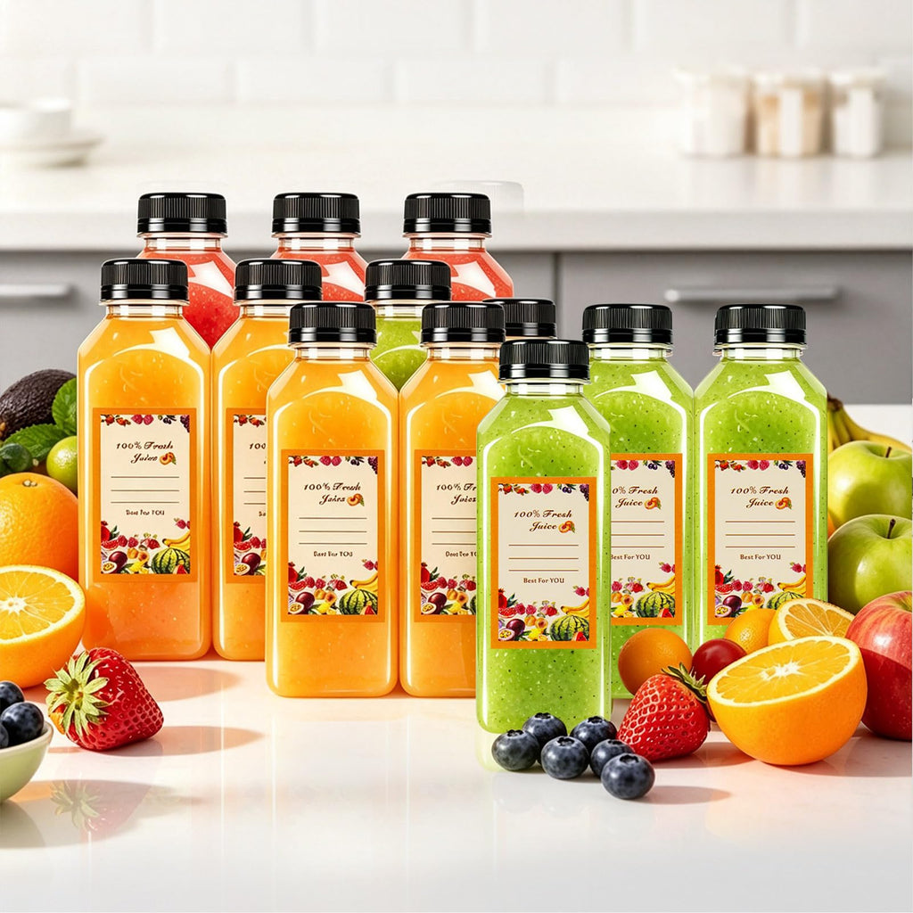 128 Pack 12 oz Reusable Plastic Juice Bottles,Clear Juice Bottles with Caps | Leak Proof Portable Juice Bottles with Caps for Homemade Juice, Tea, Coffee and Daily Travel Storage