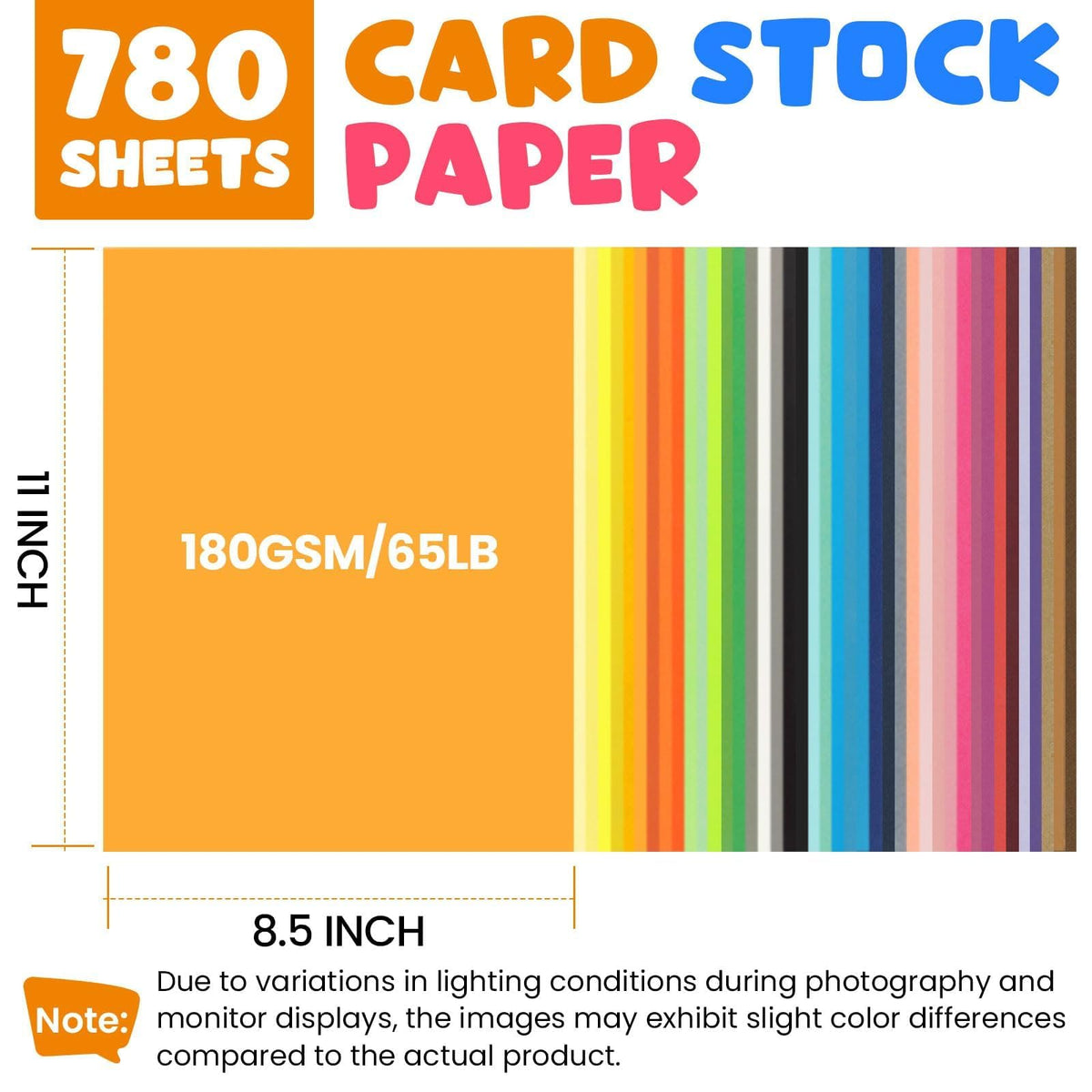 780 Sheets Heavy Colored Cardstock 8.5" X 11"，60 Assorted Colors Construction Paper，180GSM/65LB Card Stock Bulk，Cardstock Printer Paper for Printing, DIY Craft, Card Making, Party Dec
