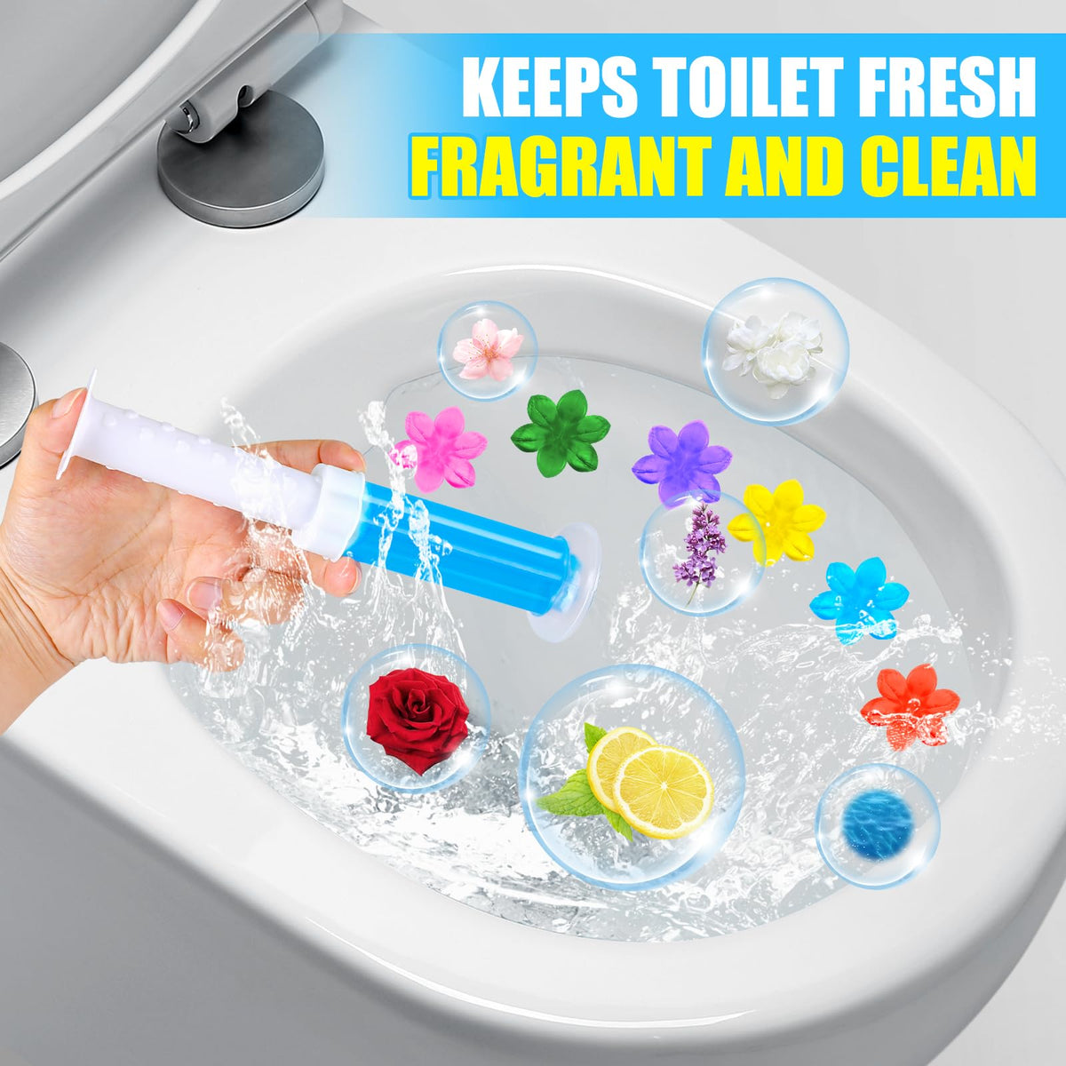 6 Pack Toilet Gel Stamp, 72 Stamps, Flowers Shaped,Toilet Bowl Cleaners | 6 Kinds Of Scent Toilet Bowl Cleaner Gel,Long-Lasting,Bathroom Freshener,Keeps Toilet Fresh Fragrant and Clean