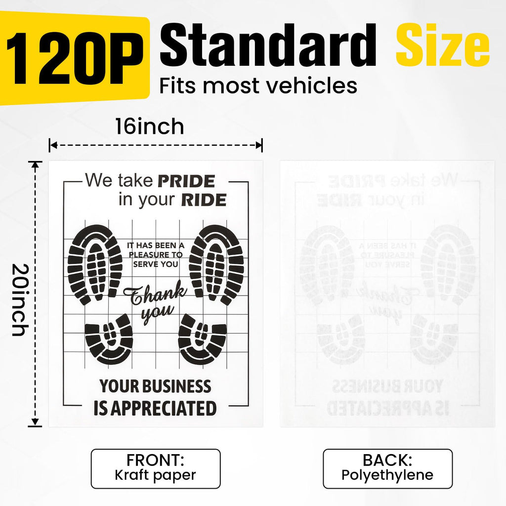 120 Pcs Paper Floor Mats for Cars, 16"x20" Disposable Car Floor Mats