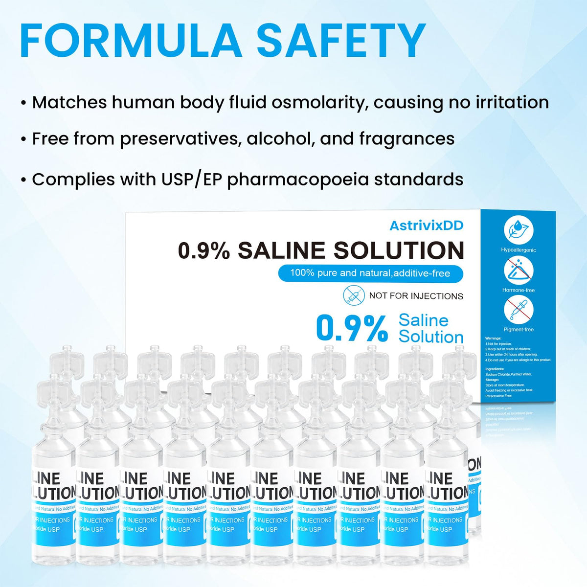 30 Pack 0.9% Saline Solution, Normal Solution for All Ages, Total 150ml | Sodium Chloride, 5ml Each, Single Use