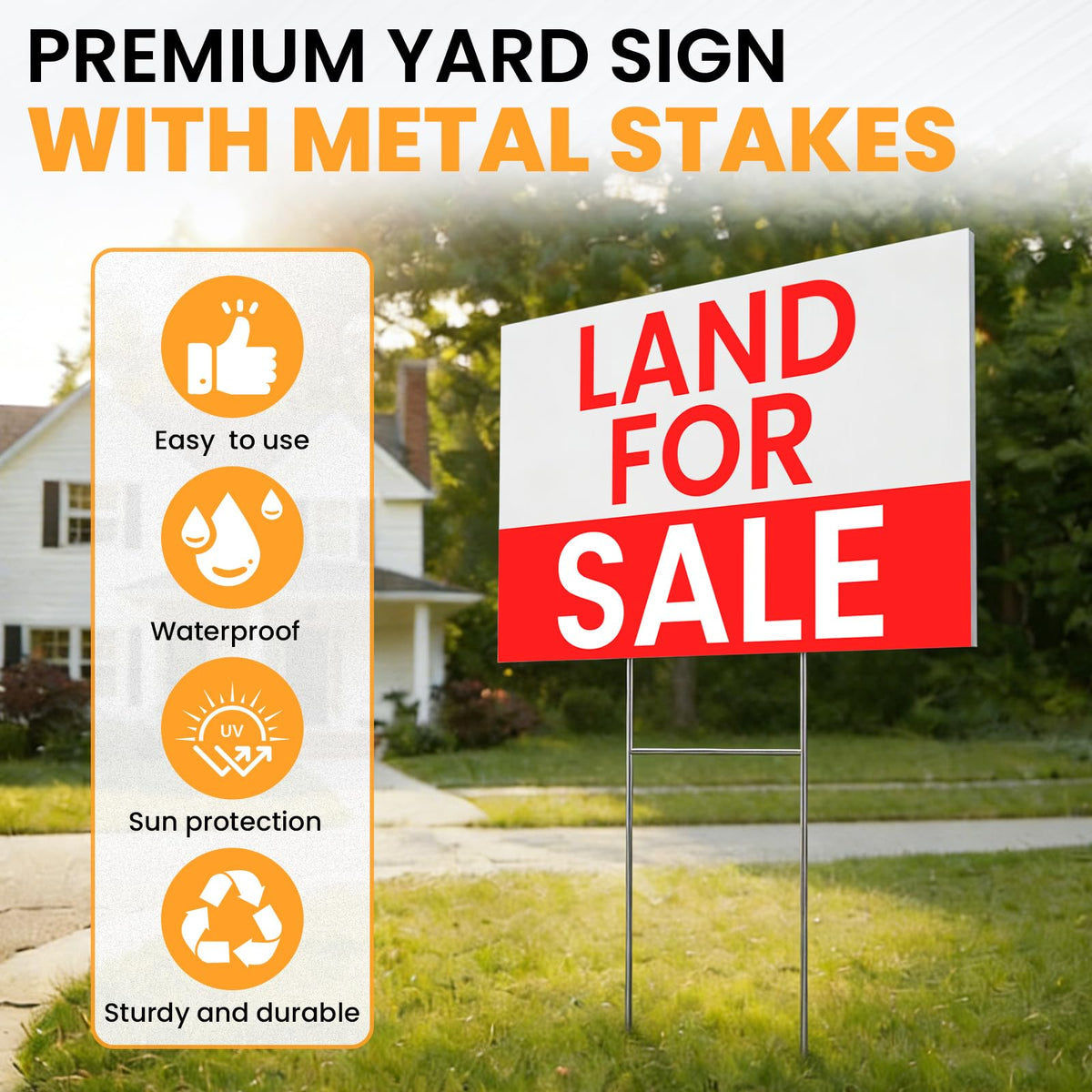 10 Pack Yard Signs,Metal Stakes, 17 x 12 Inches, Corrugated Plastic Board | Custom Yard Signs for Sale, Outdoor, Rent, Guidepost, Garage Sale Signs, Birthday Party
