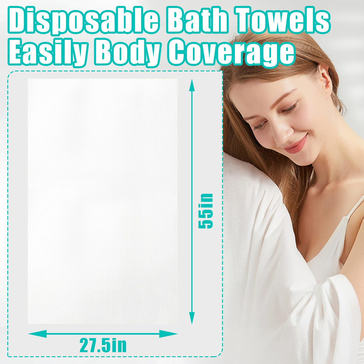 10 Pack Disposable Bath Towels 55''X27.5'', Ultra Soft Travel Towels | Individually Wrapped Large Absorbent Towels for Hotel, Business Trip, Camping, Swimming, Spa, Sauna and Pet Care