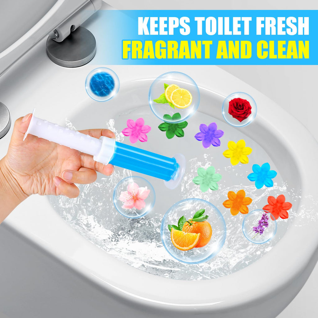 16 Pack Toilet Gel Stamp, 192 Stamps, Flowers Shaped,Toilet Bowl Cleaners | 8 Kinds Of Scent Toilet Bowl Cleaner Gel,Long-Lasting,Bathroom Freshener,Keeps Toilet Fresh Fragrant and Clean