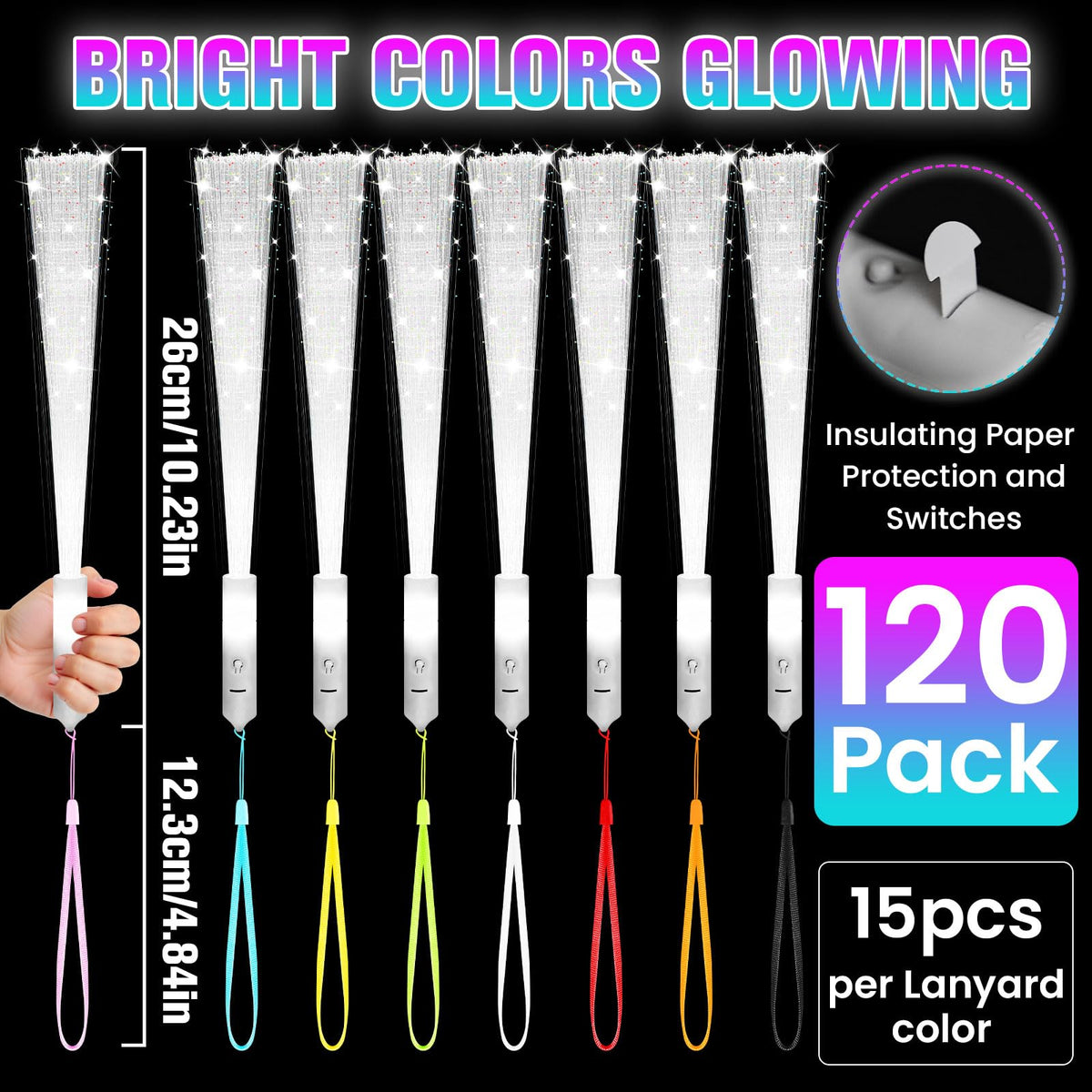120 Pack White Fiber Optic Wand, Glow in The Dark Party Supplies for Kids Glow Sticks Bulk Party Pack, Light Up Wand for July 4th, Wedding, Halloween, Birthday, New Year, Boys and Girls Visit the AstrivixDD Store