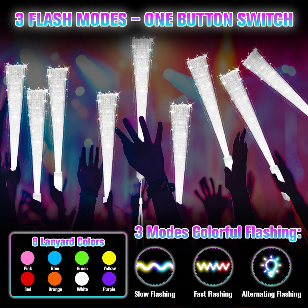 64 Pack White Fiber Optic Wand, Glow in The Dark Party Supplies for Kids Glow Sticks Bulk Party Pack, Light Up Wand for July 4th, Wedding, Halloween, Birthday, New Year, Boys and Girls