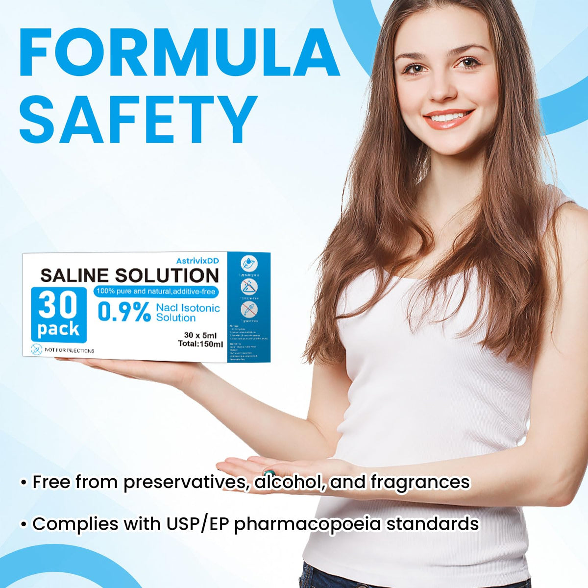 30 Pack 0.9% Saline Solution, Normal Solution for All Ages, Total 150ml | Sodium Chloride, 5ml Each, Single Use