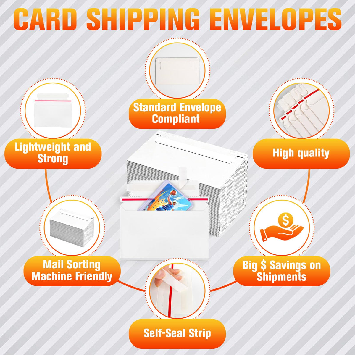 150 Pack Rigid Mailers, 7"x4.35" Premium Trading Card Shipping Envelopes | Heavy-Duty Perfect Size Shipping Envelopes for Collectors,Sellers,Toploaders，Semi-Rigid Holders, and Protector Supplies
