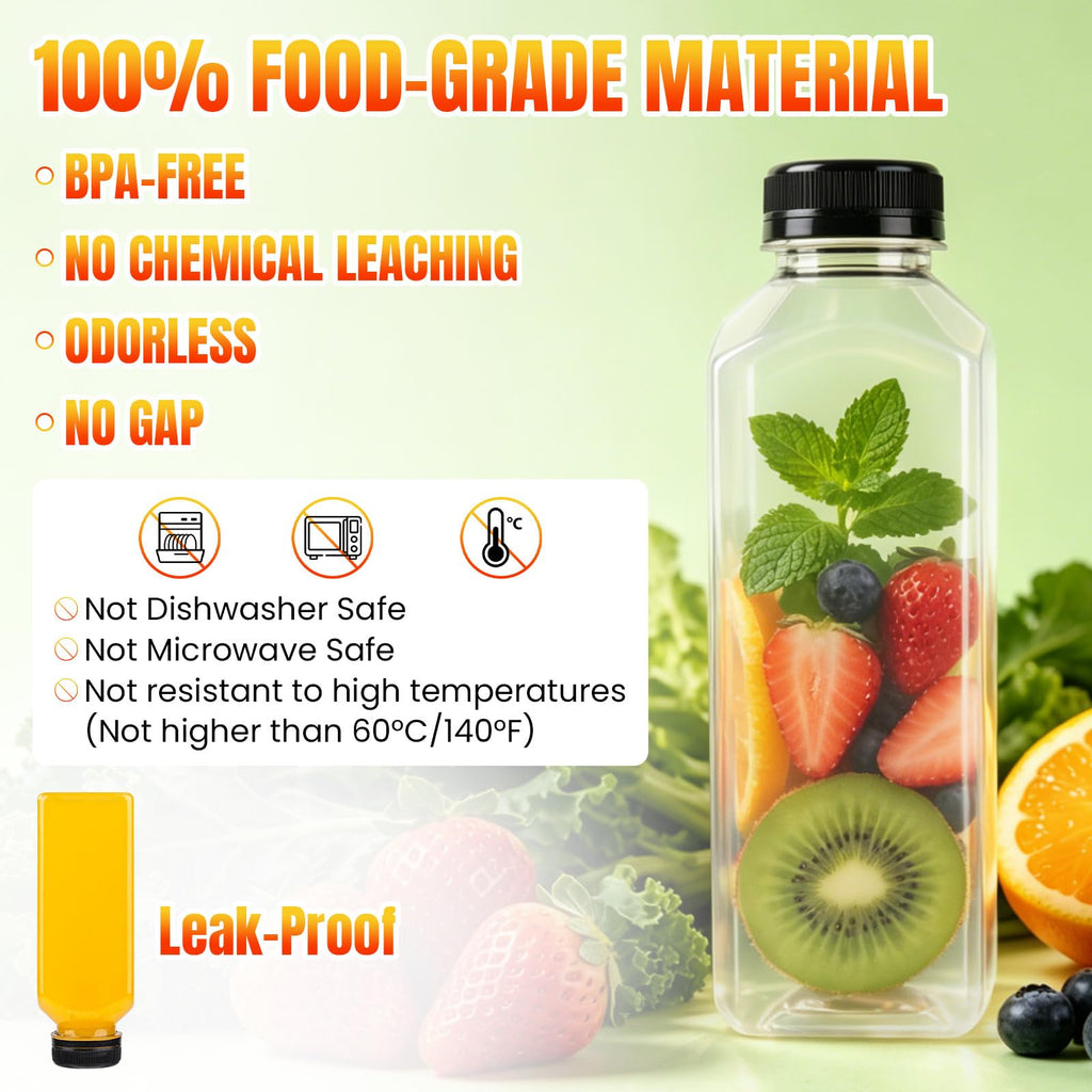 128 Pack 8 oz Reusable Plastic Juice Bottles,Clear Juice Bottles with Caps | Leak Proof Portable Juice Bottles with Caps for Homemade Juice, Tea, Coffee and Daily Travel Storage