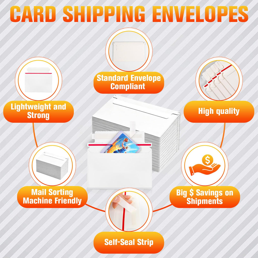 50 Pack Rigid Mailers, 7"x4.35" Premium Trading Card Shipping Envelopes | Heavy-Duty Perfect Size Shipping Envelopes for Collectors,Sellers,Toploaders，Semi-Rigid Holders, and Protector Supplies