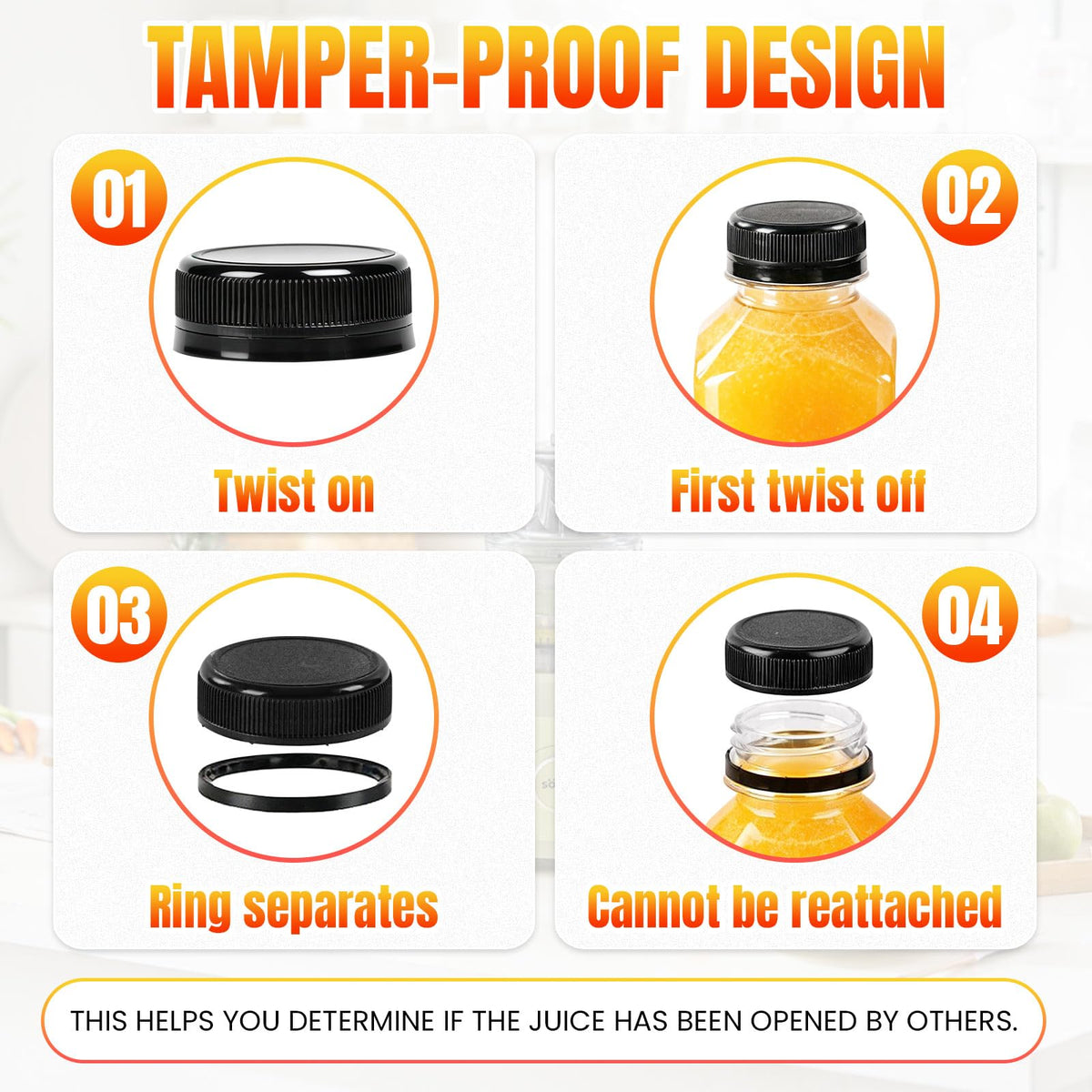 128 Pack 16 oz Reusable Plastic Juice Bottles,Clear Juice Bottles with Caps | Leak Proof Portable Juice Bottles with Caps for Homemade Juice, Tea, Coffee and Daily Travel Storage
