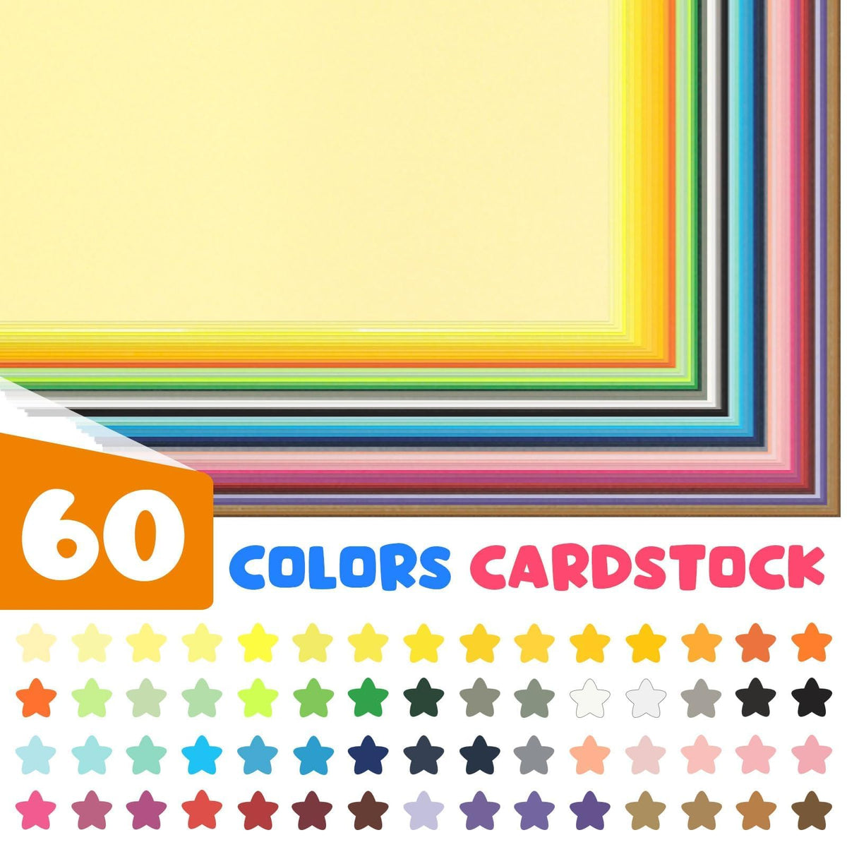 180 Sheets Heavy Colored Cardstock 8.5" X 11"，60 Assorted Colors Construction Paper，180GSM/65LB Card Stock Bulk，Cardstock Printer Paper for Printing, DIY Craft, Card Making, Party Dec