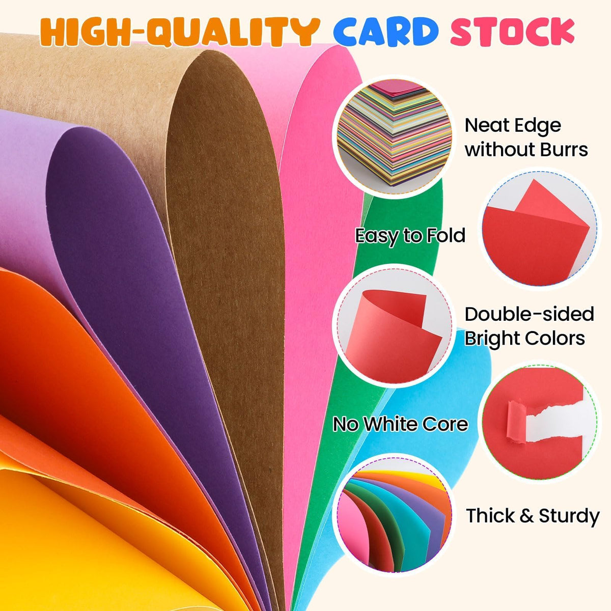600 Sheets Heavy Colored Cardstock 8.5" X 11"，60 Assorted Colors Construction Paper，180GSM/65LB Card Stock Bulk，Cardstock Printer Paper for Printing, DIY Craft, Card Making, Party Dec