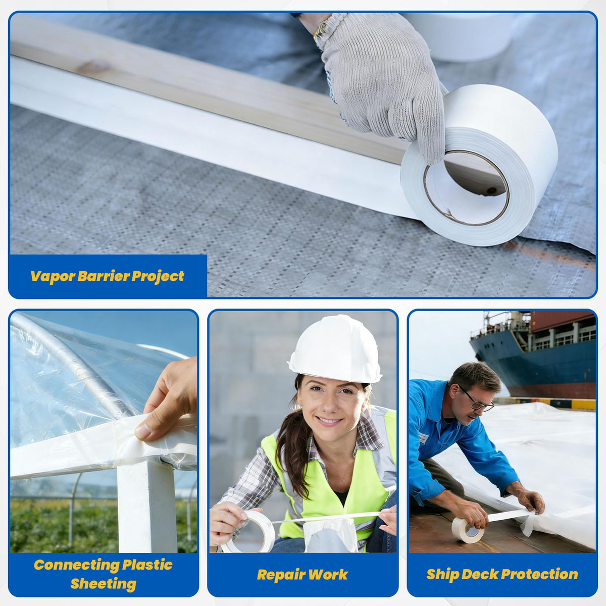 1 Rolls Vapor Barrier Tape,4" x 180 ft,Waterproof Seam Tape for Insulation | White Moisture Barrier Tape for Crawl Spaces, Polyethylene Tape for Underlayment, Plastic Liners