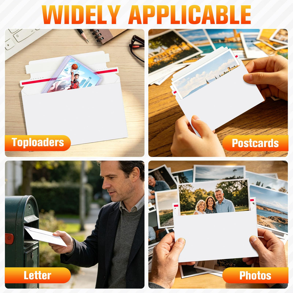 50 Pack Rigid Mailers, 7"x4.35" Premium Trading Card Shipping Envelopes | Heavy-Duty Perfect Size Shipping Envelopes for Collectors,Sellers,Toploaders，Semi-Rigid Holders, and Protector Supplies