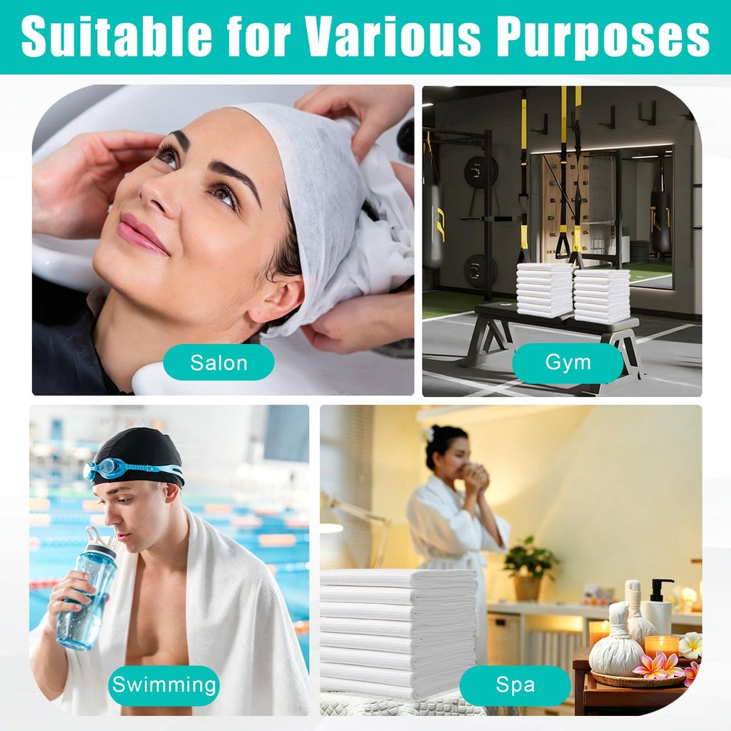 10 Pack Disposable Bath Towels 55''X27.5'', Ultra Soft Travel Towels | Individually Wrapped Large Absorbent Towels for Hotel, Business Trip, Camping, Swimming, Spa, Sauna and Pet Care